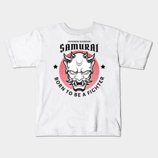 Samurai Oni Mask Illustration Kids T-Shirt